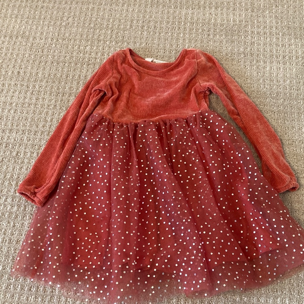 H&M Red/ Coral Velvet Tutu Dress sz 6x/7